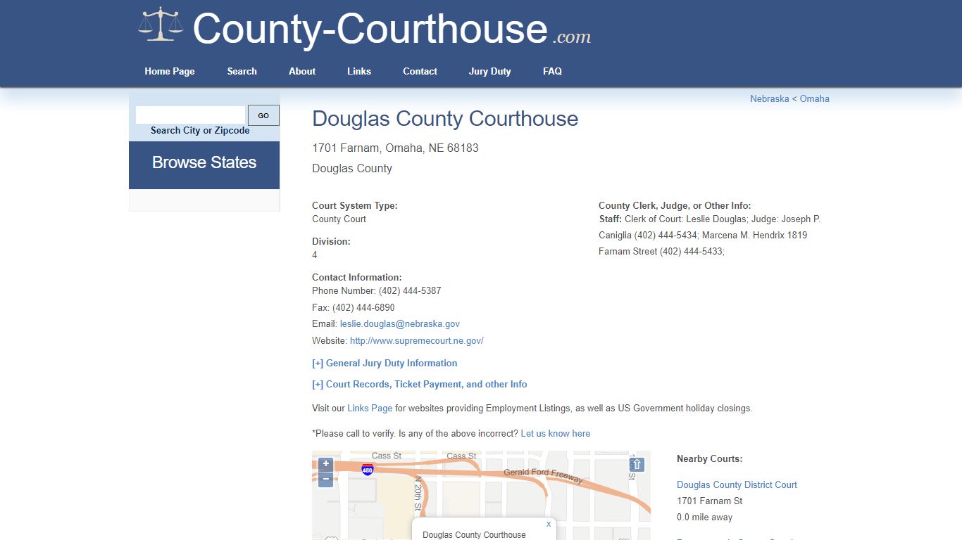 Douglas County Courthouse in Omaha, NE - Court Information